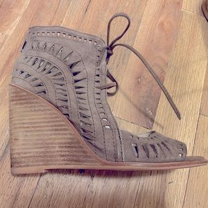 Jeffery Campbell wedge lace up heel size 7